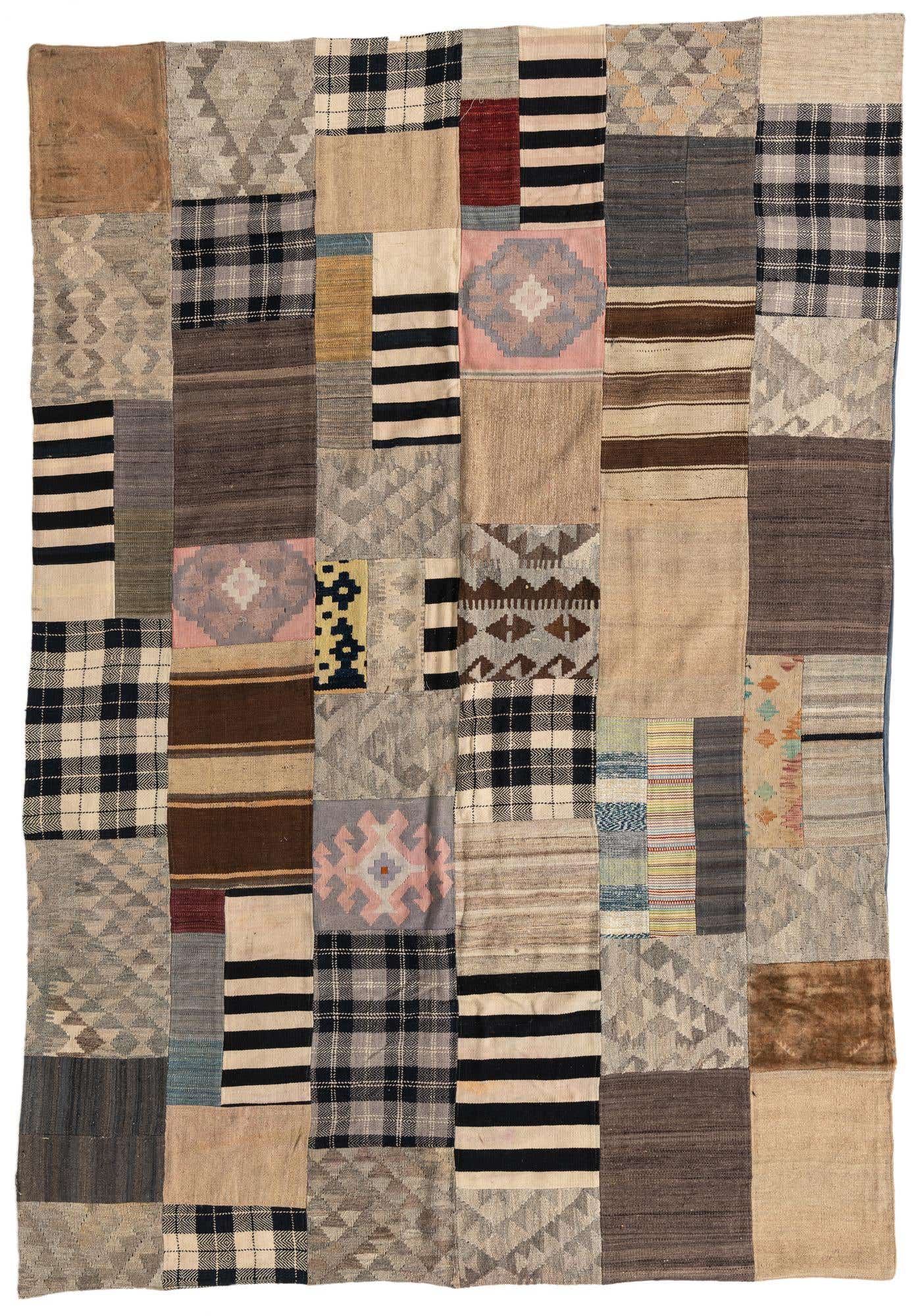 6' 7 x 9' 6 Hand Woven Kilim Patchwork Wool Rug