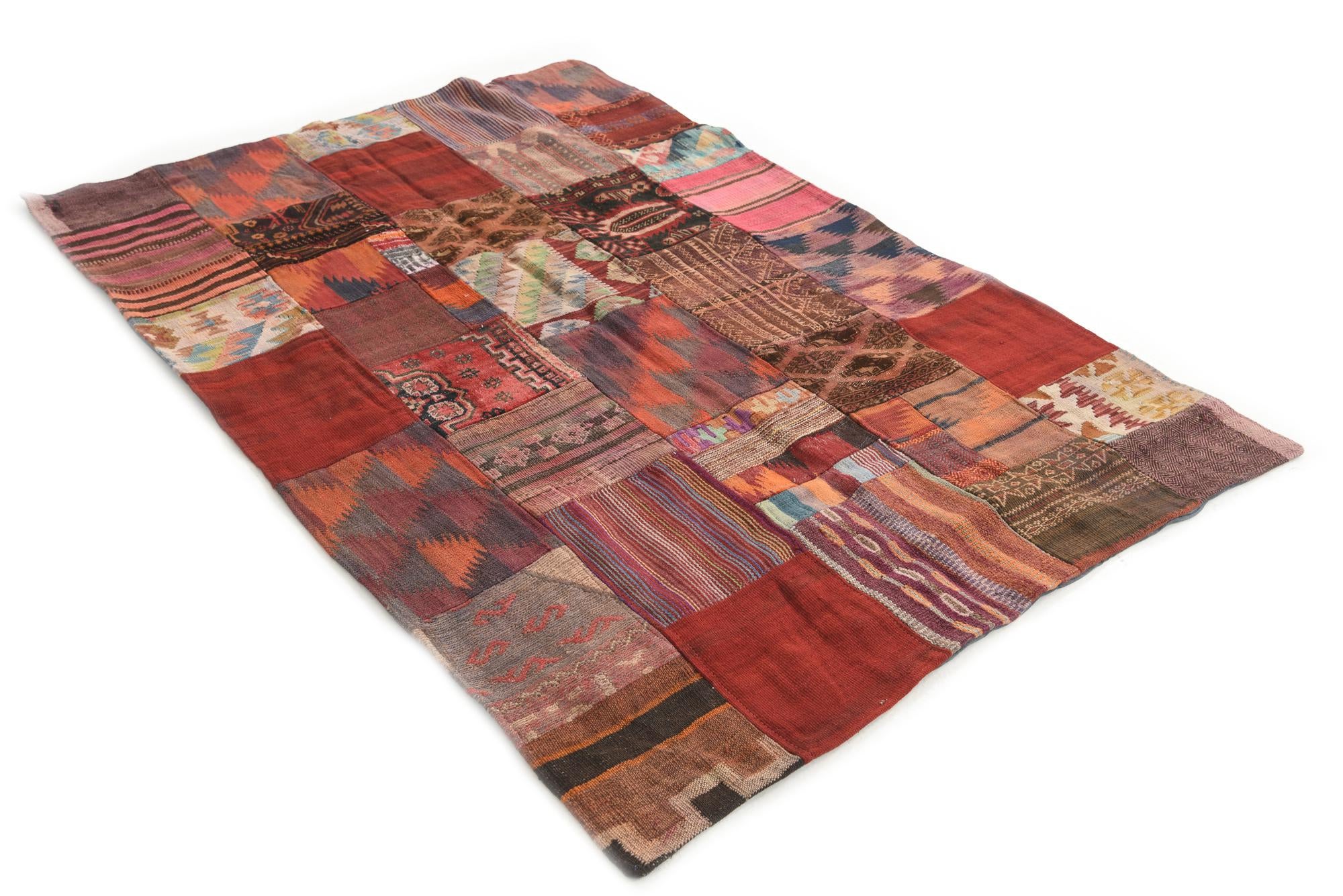 4' x 6' Hand Woven Kilim Patchwork Wool Rug