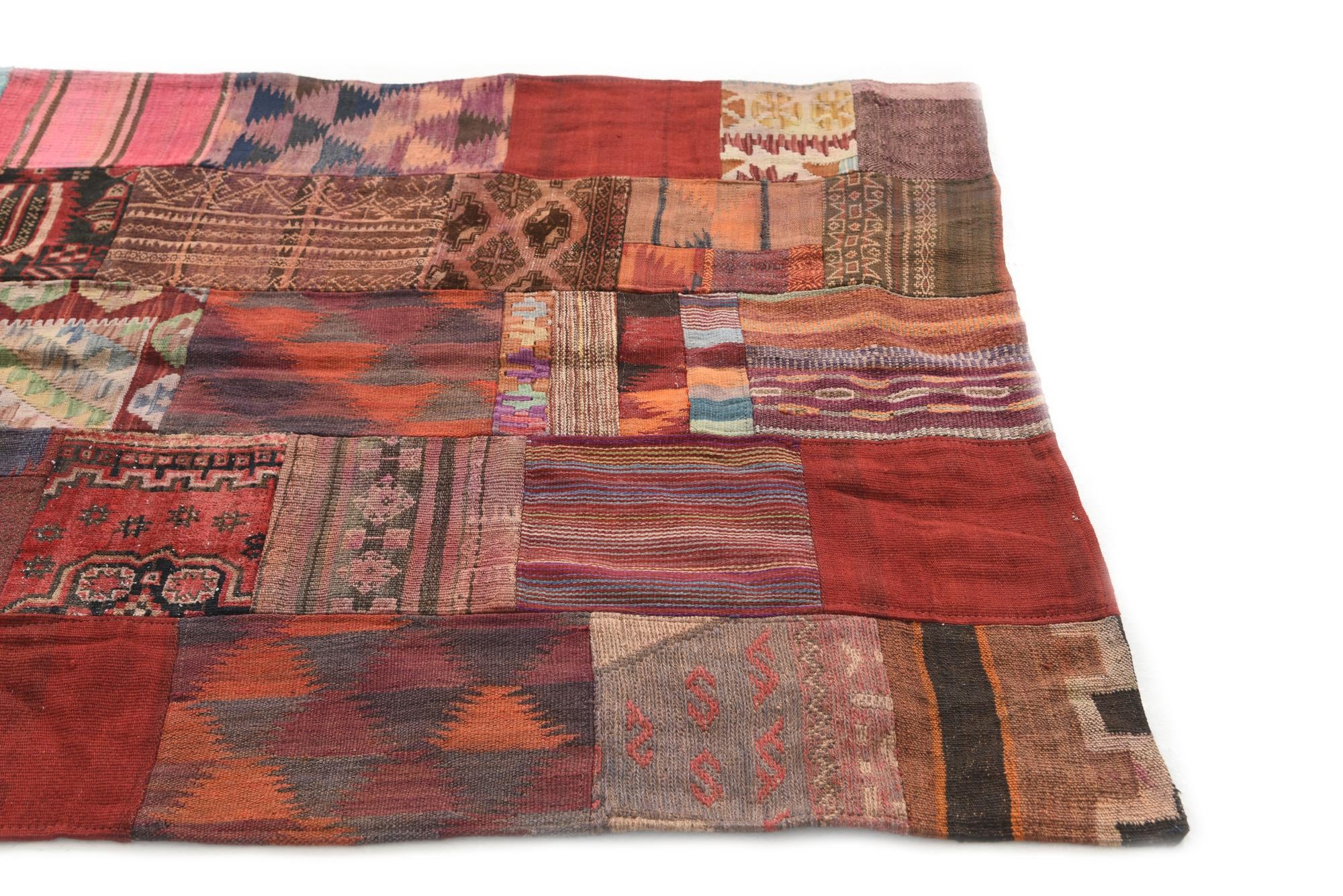 4' x 6' Hand Woven Kilim Patchwork Wool Rug