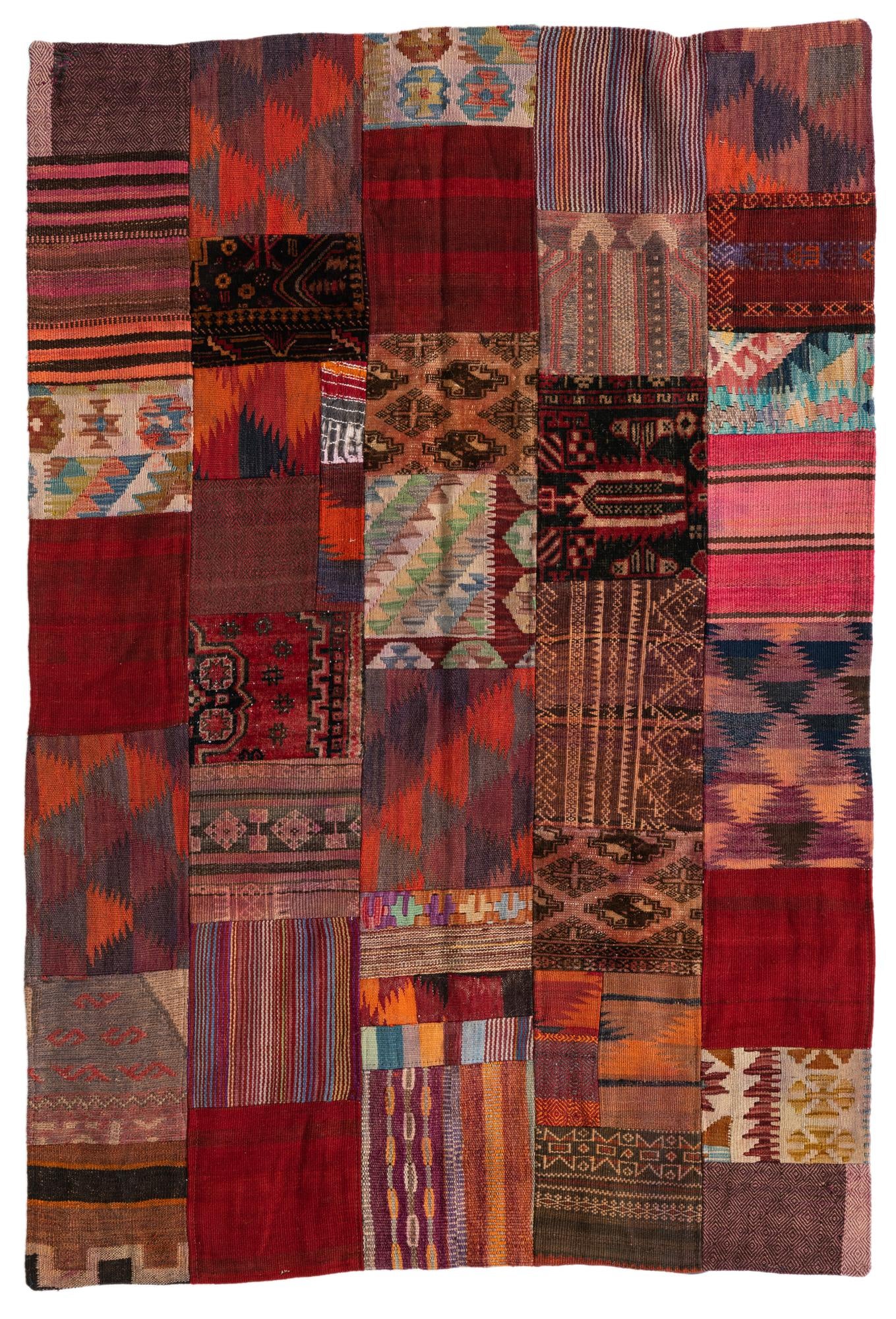 4' x 6' Hand Woven Kilim Patchwork Wool Rug