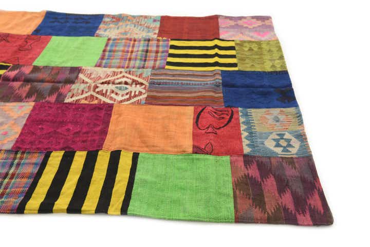 5' 6 x 7' 10 Hand Woven Kilim Patchwork Wool Rug