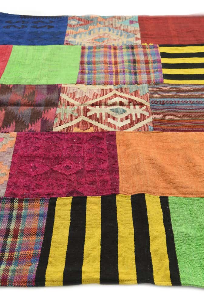 5' 6 x 7' 10 Hand Woven Kilim Patchwork Wool Rug