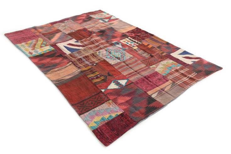 Detail image of 5' x 6' 8 Hand Woven Kilim Patchwork Wool Rug