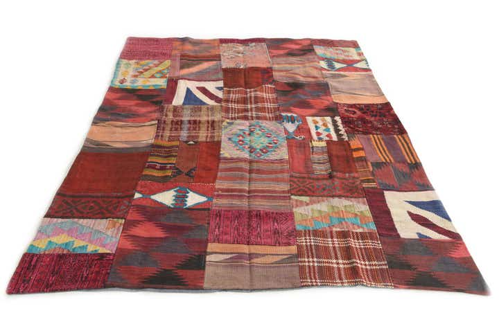 5' x 6' 8 Hand Woven Kilim Patchwork Wool Rug