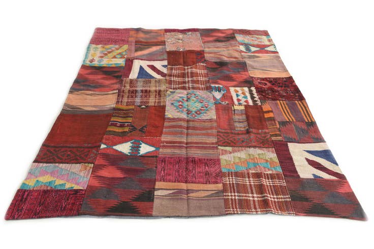 Detail image of 5' x 6' 8 Hand Woven Kilim Patchwork Wool Rug