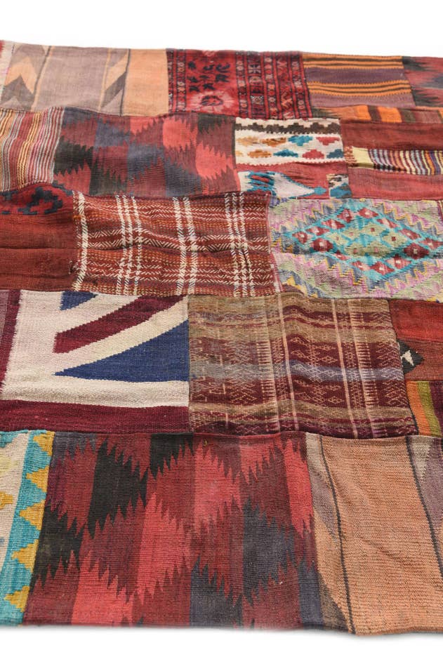 Detail image of 5' x 6' 8 Hand Woven Kilim Patchwork Wool Rug