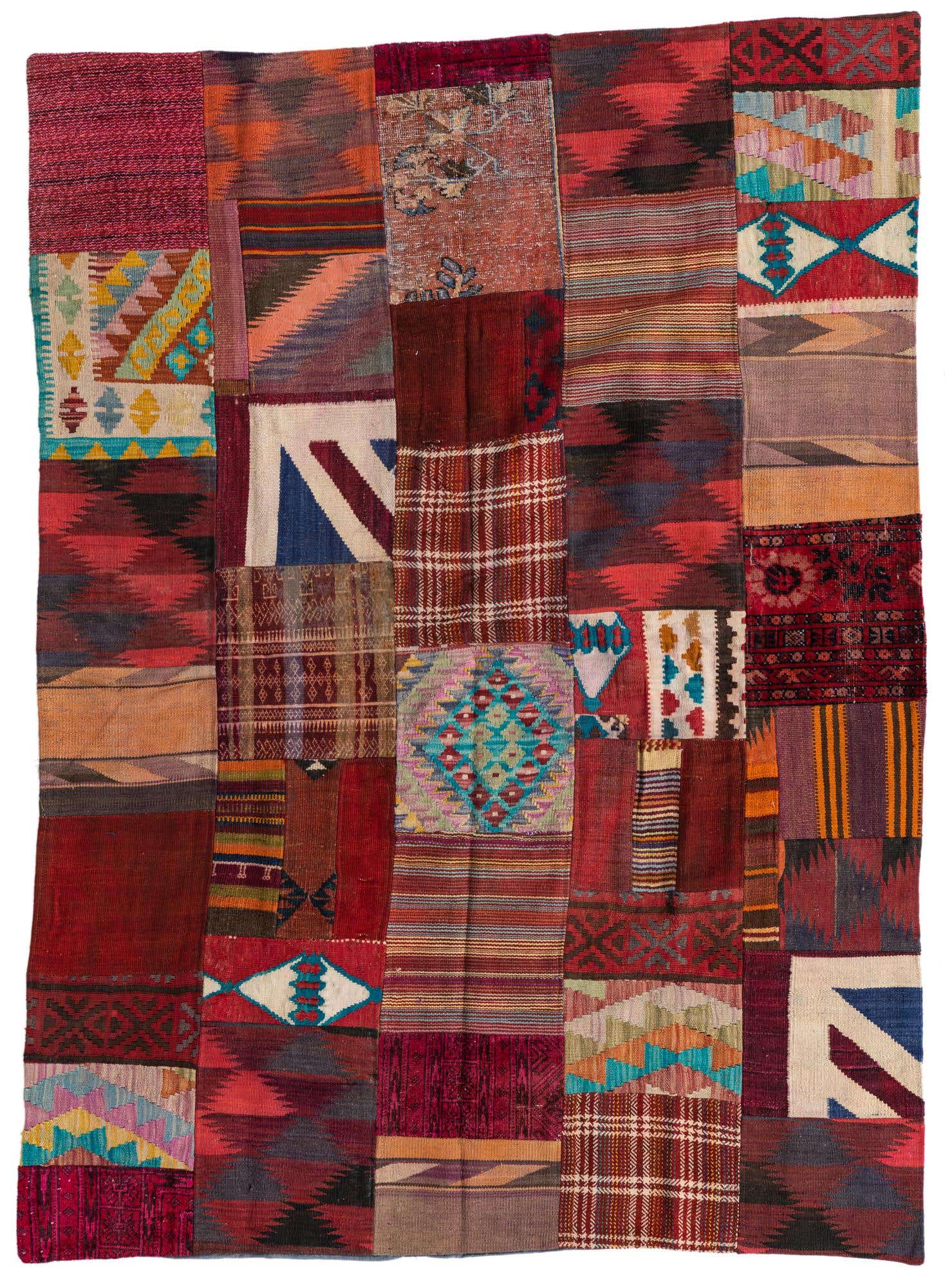 5' x 6' 8 Hand Woven Kilim Patchwork Wool Rug