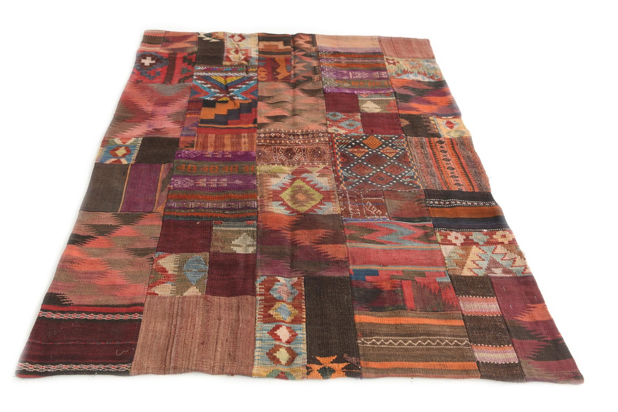 4' 1 x 6' Hand Woven Kilim Patchwork Wool Rug