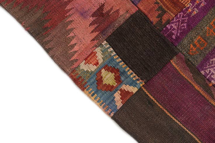 Detail image of 4' 1 x 6' Hand Woven Kilim Patchwork Wool Rug
