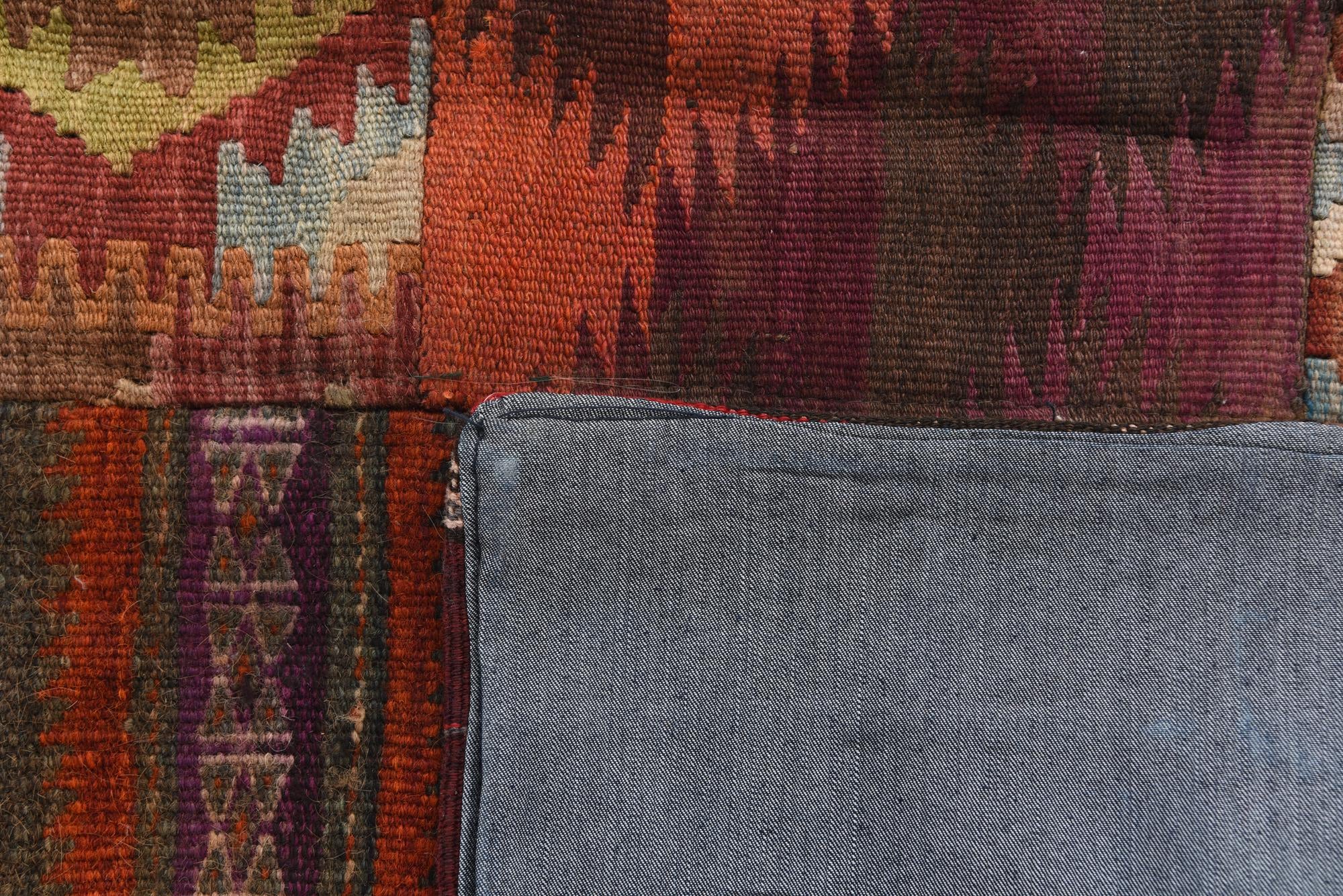 4' 1 x 6' Hand Woven Kilim Patchwork Wool Rug