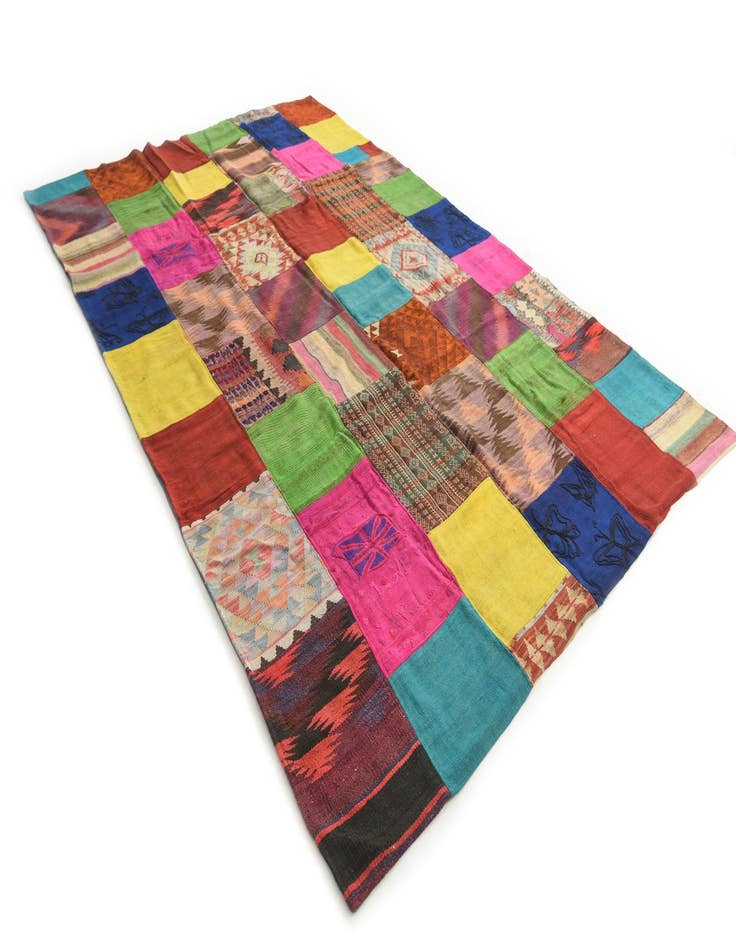 Detail image of 6' 8 x 10' Hand Woven Kilim Patchwork Wool Rug