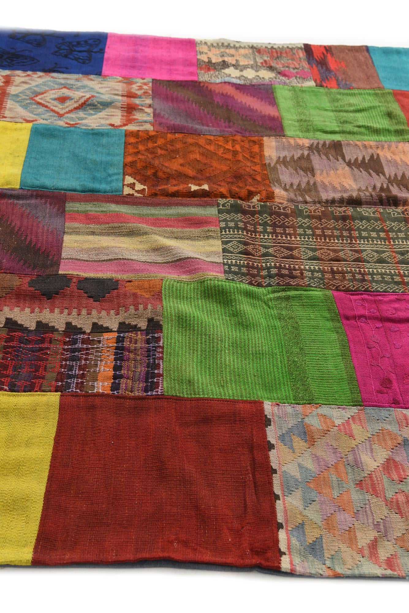 6' 8 x 10' Hand Woven Kilim Patchwork Wool Rug