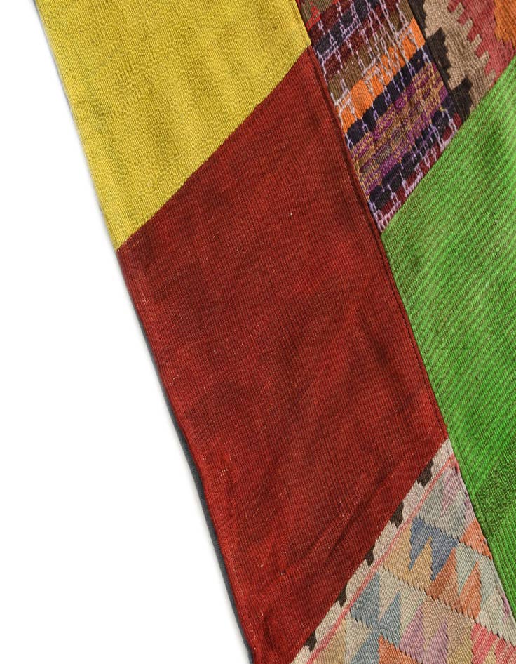 Detail image of 6' 8 x 10' Hand Woven Kilim Patchwork Wool Rug