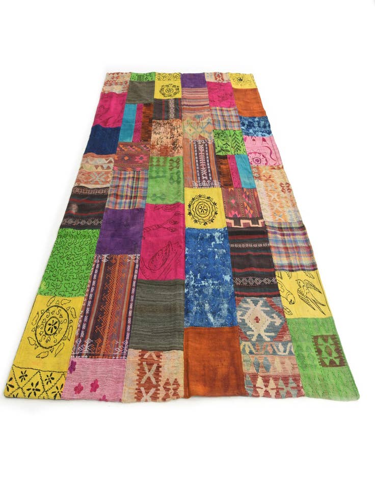 Detail image of 6' 8 x 10' Hand Woven Kilim Patchwork Wool Rug