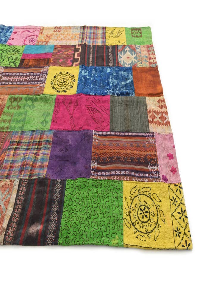 Detail image of 6' 8 x 10' Hand Woven Kilim Patchwork Wool Rug