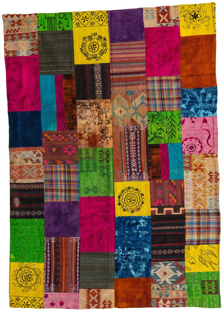 6' 8 x 10' Hand Woven Kilim Patchwork Wool Rug