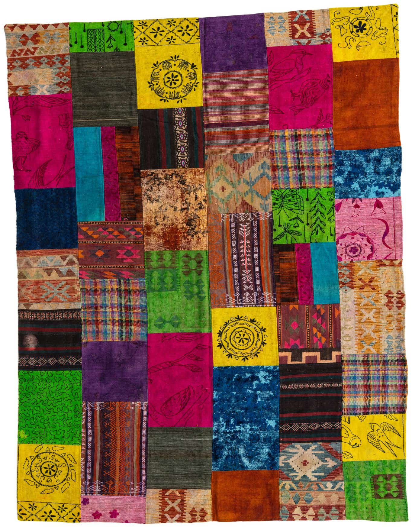6' 8 x 10' Hand Woven Kilim Patchwork Wool Rug