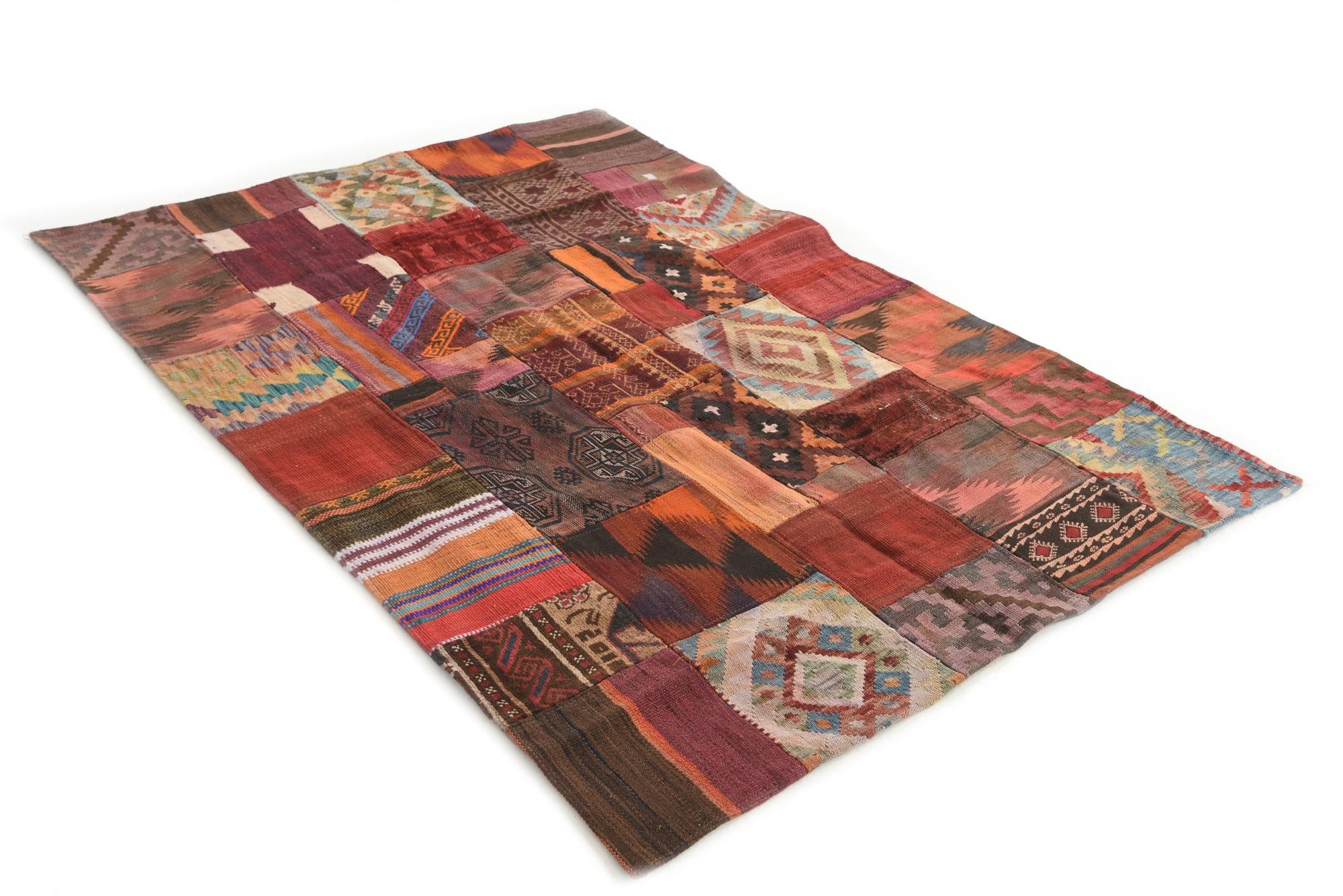 4' 1 x 6' Hand Woven Kilim Patchwork Wool Rug