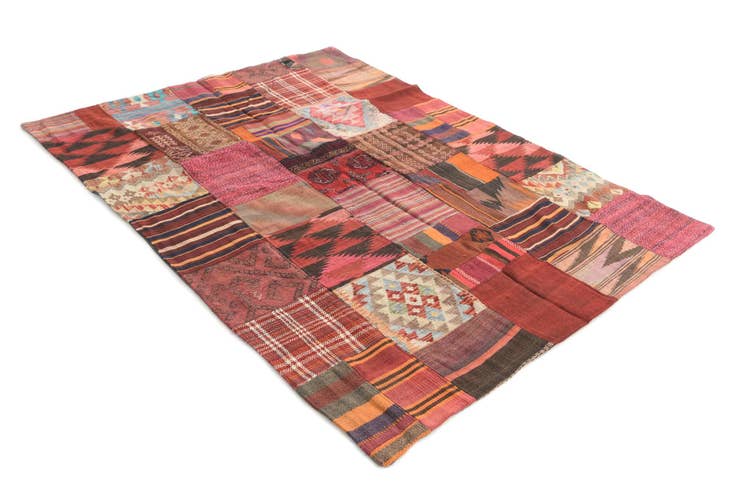 Detail image of 5' x 6' 8 Hand Woven Kilim Patchwork Wool Rug