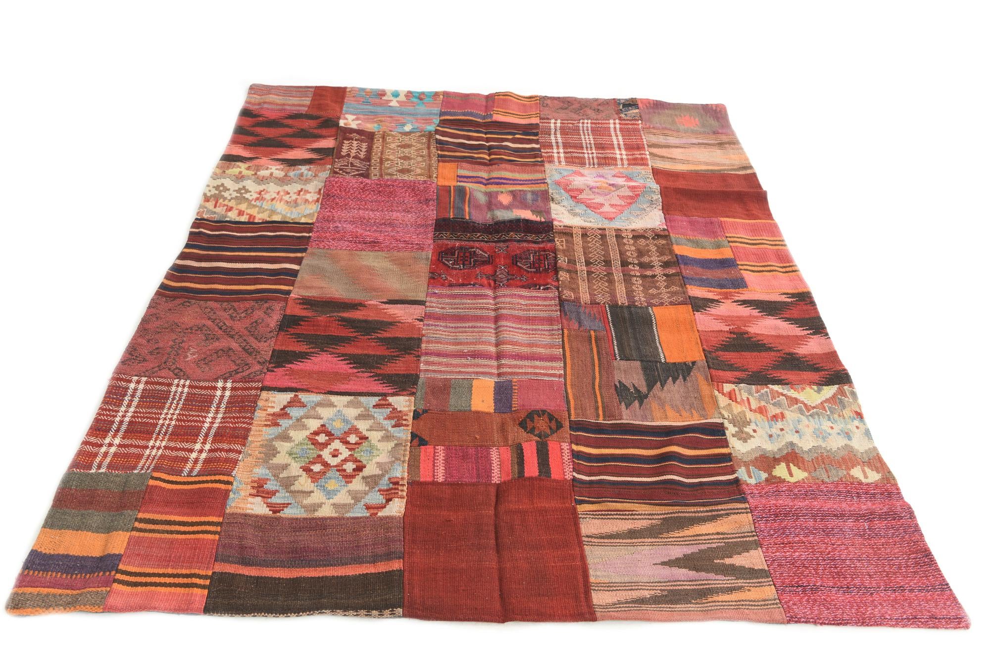 5' x 6' 8 Hand Woven Kilim Patchwork Wool Rug
