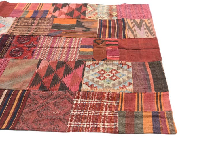 Detail image of 5' x 6' 8 Hand Woven Kilim Patchwork Wool Rug