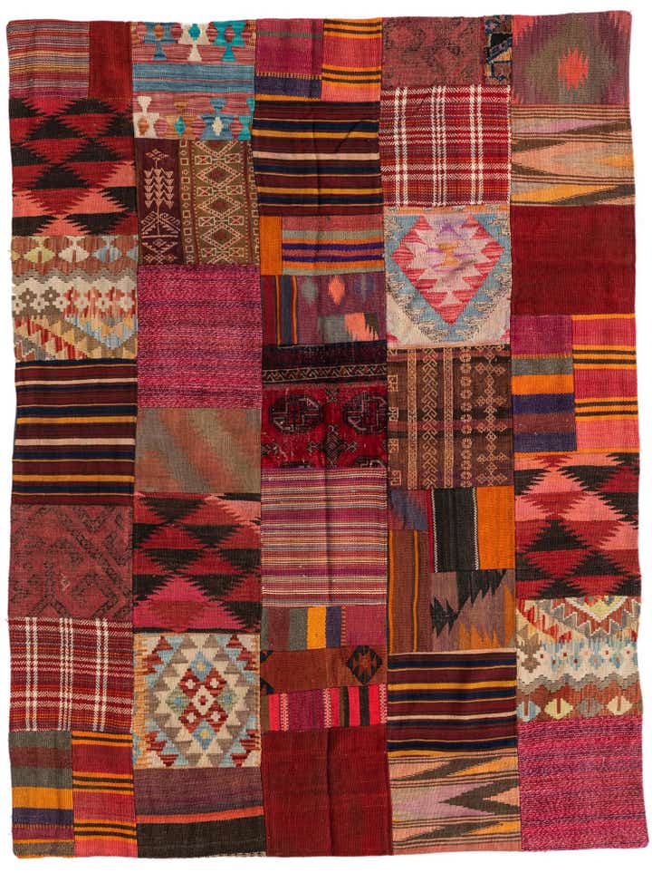 5' x 6' 8 Hand Woven Kilim Patchwork Wool Rug