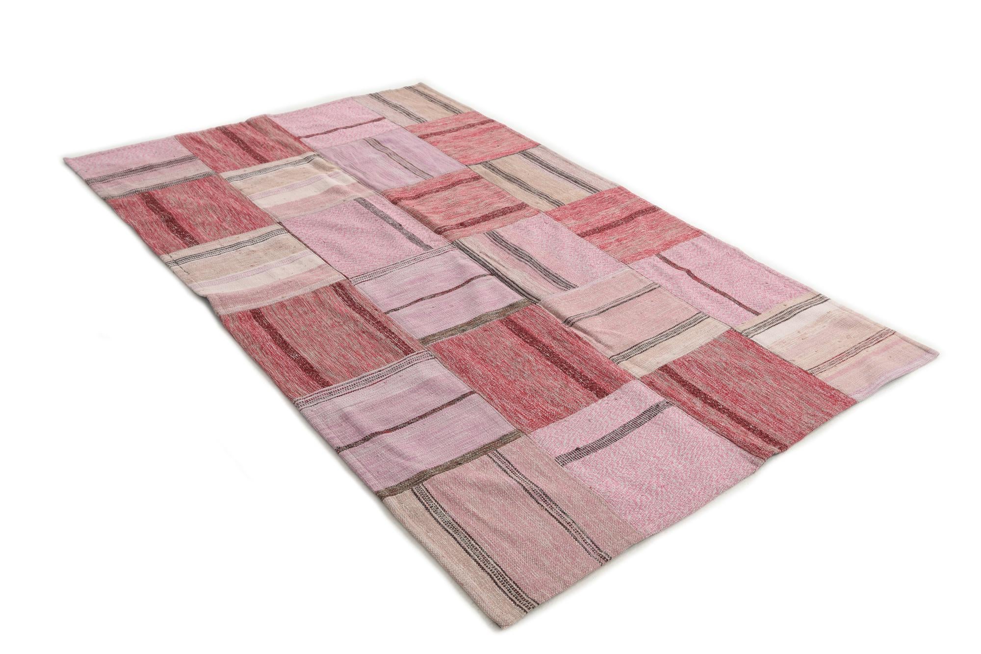 5' x 8' Hand Woven Kilim Patchwork Wool Rug