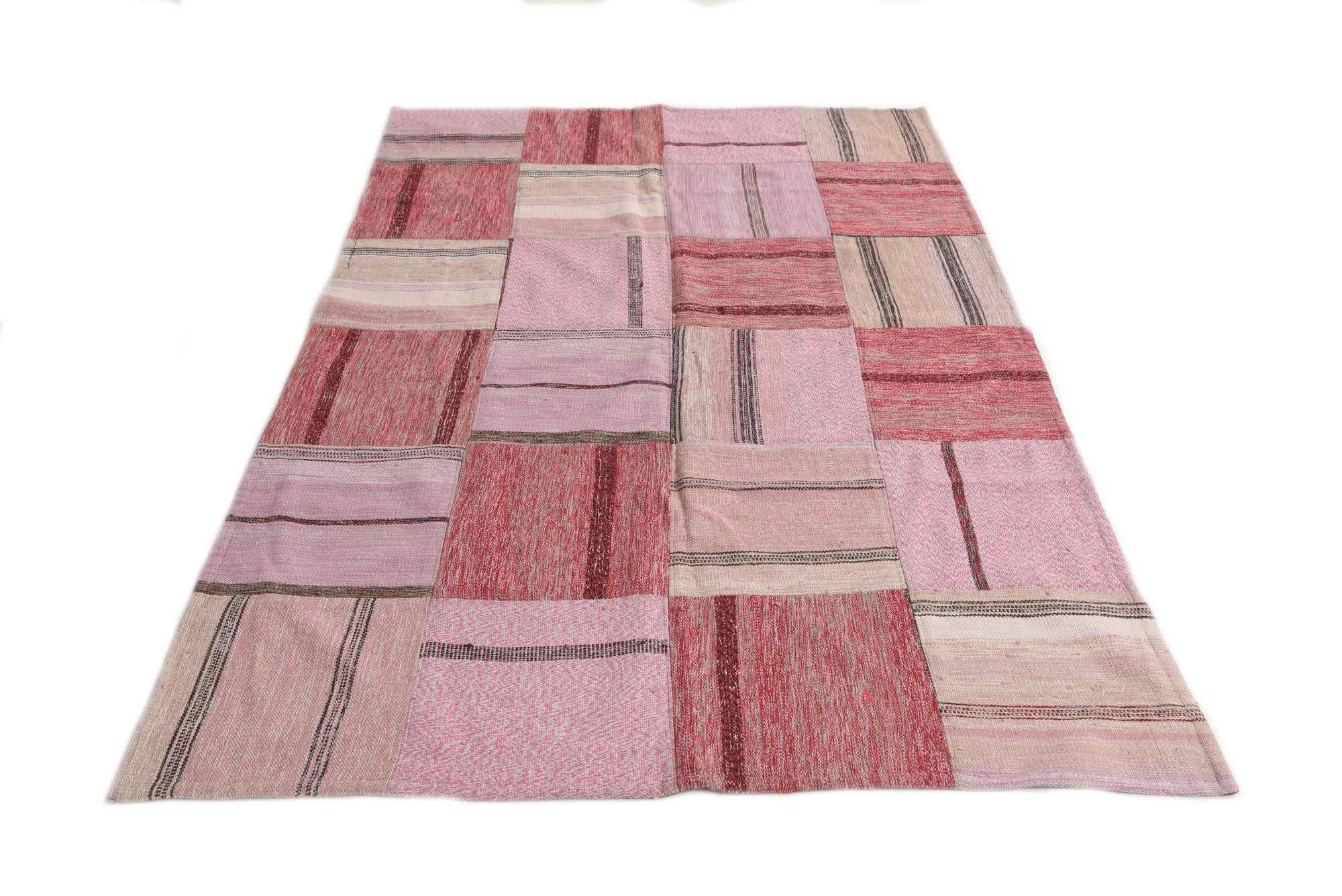 5' x 8' Hand Woven Kilim Patchwork Wool Rug