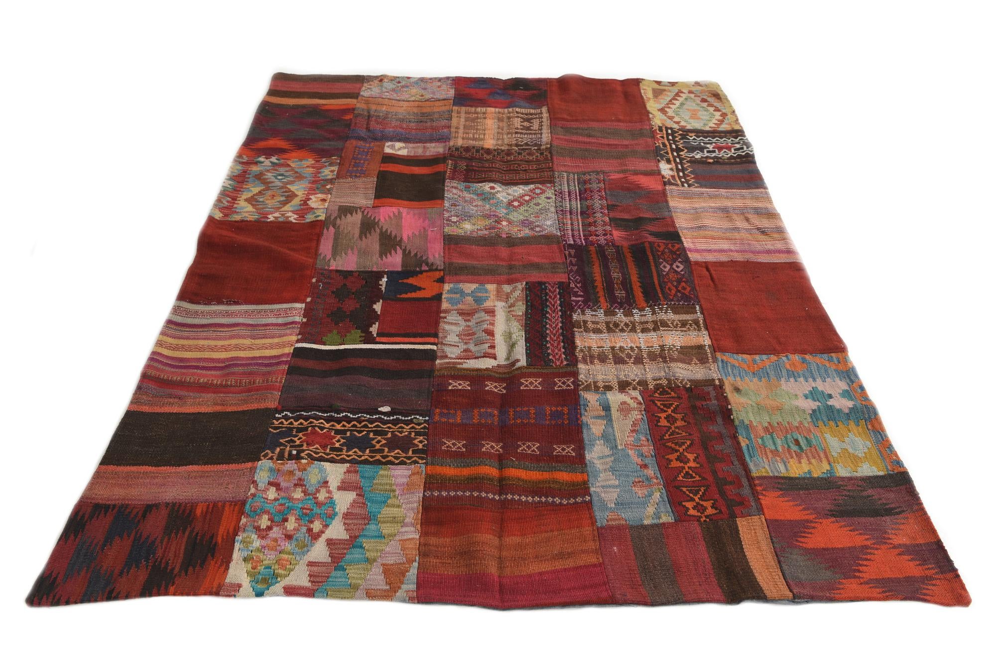 5' 1 x 6' 8 Hand Woven Kilim Patchwork Wool Rug