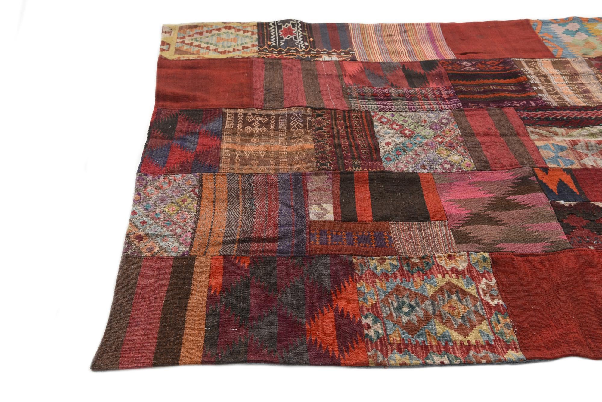 5' 1 x 6' 8 Hand Woven Kilim Patchwork Wool Rug