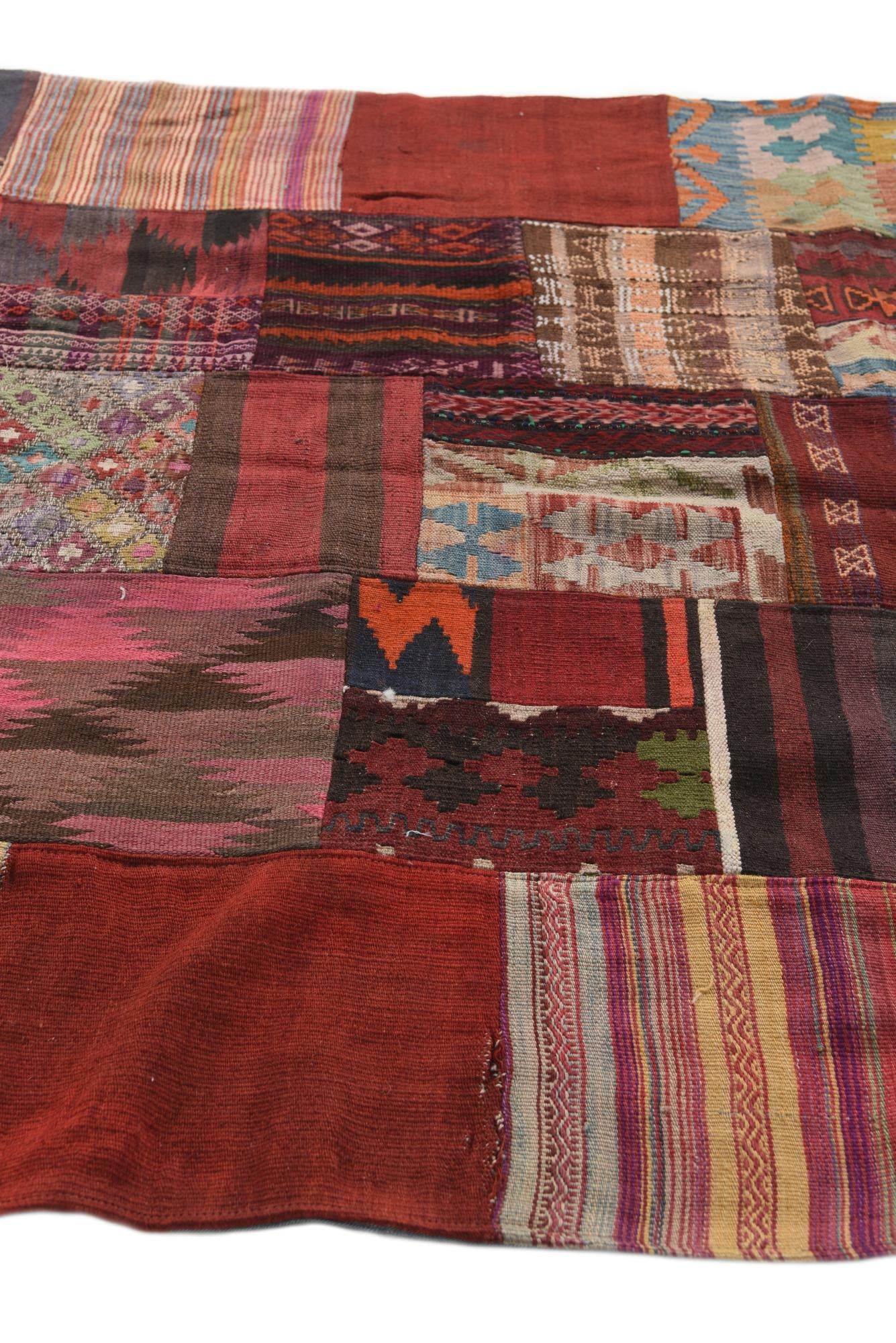 5' 1 x 6' 8 Hand Woven Kilim Patchwork Wool Rug