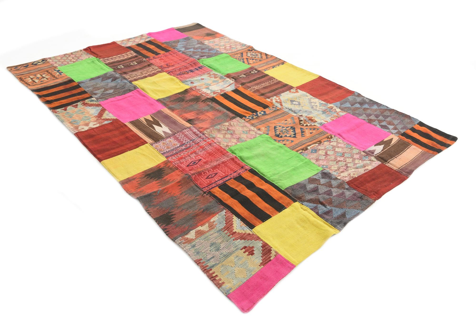 6' 7 x 9' 6 Hand Woven Kilim Patchwork Wool Rug