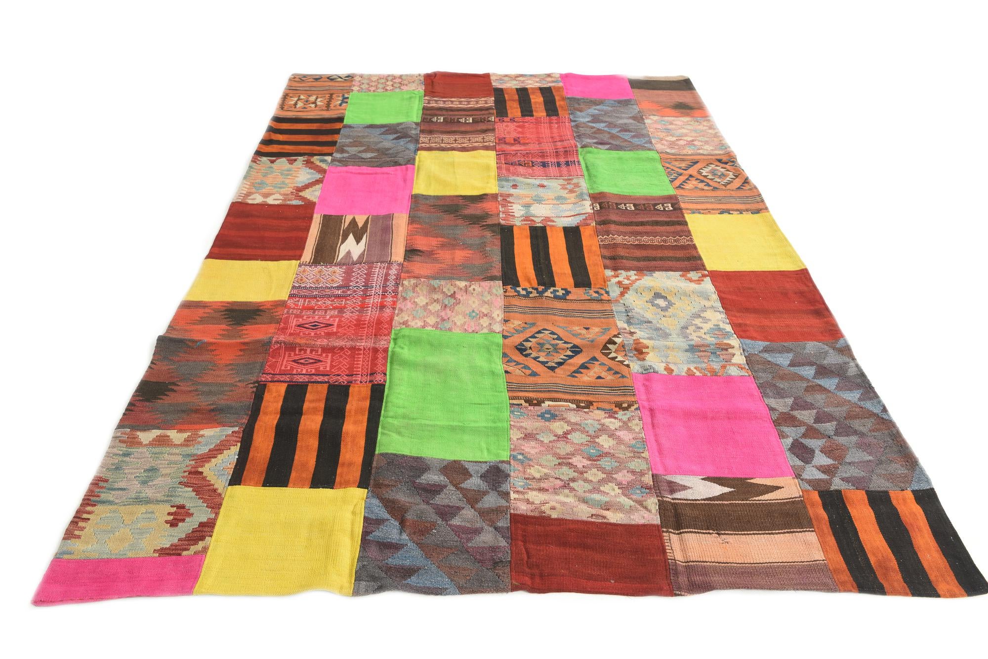 6' 7 x 9' 6 Hand Woven Kilim Patchwork Wool Rug