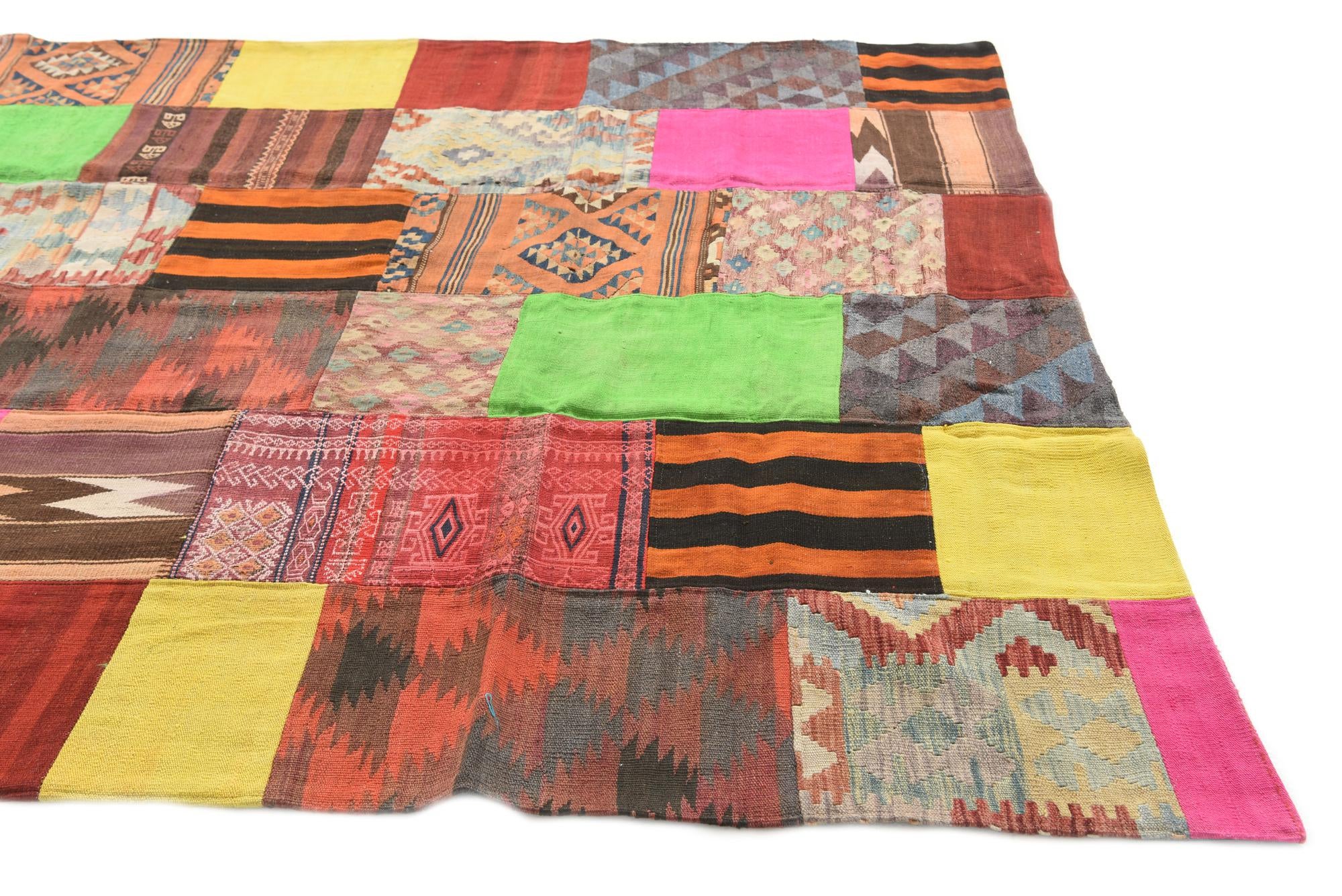 6' 7 x 9' 6 Hand Woven Kilim Patchwork Wool Rug