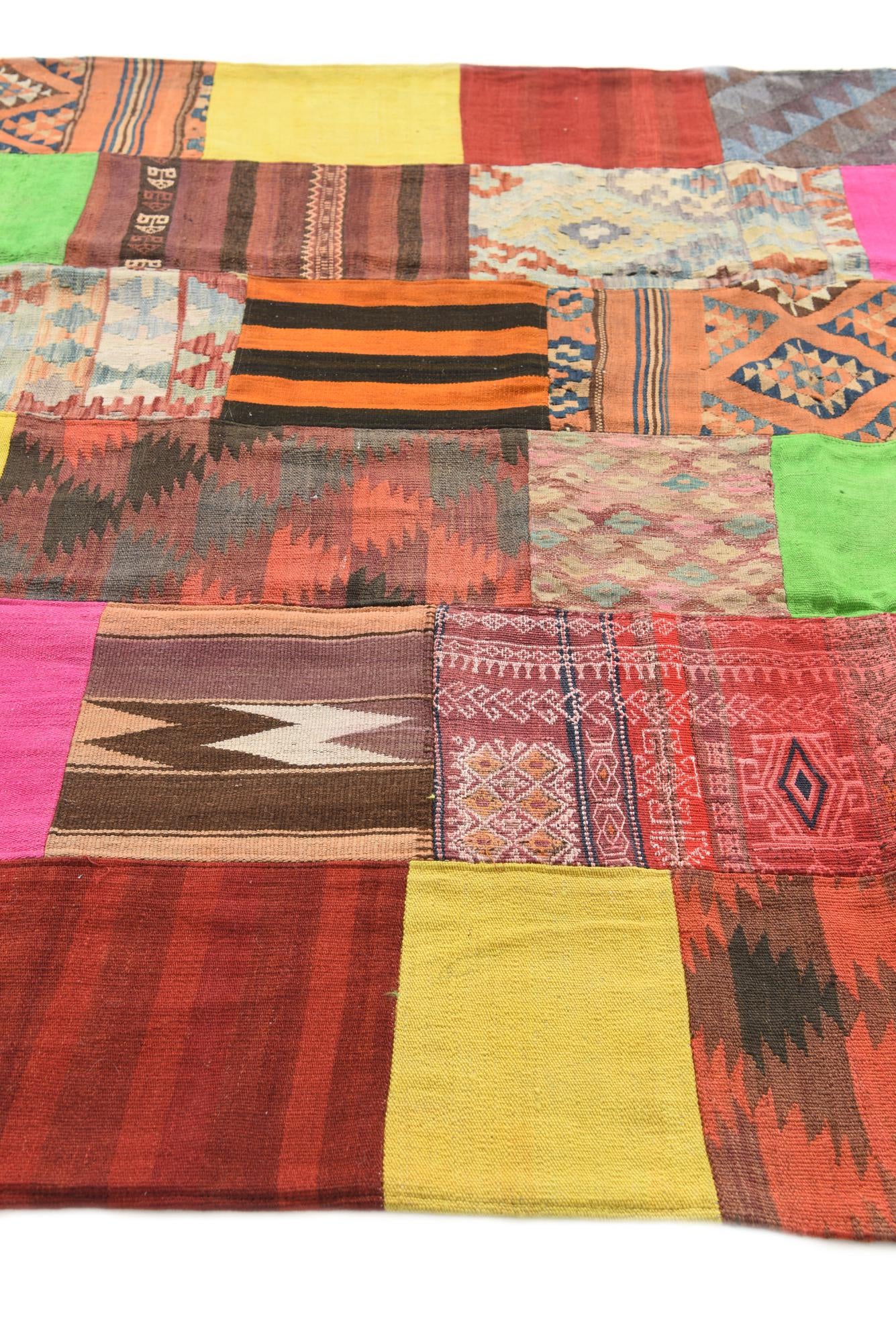 6' 7 x 9' 6 Hand Woven Kilim Patchwork Wool Rug