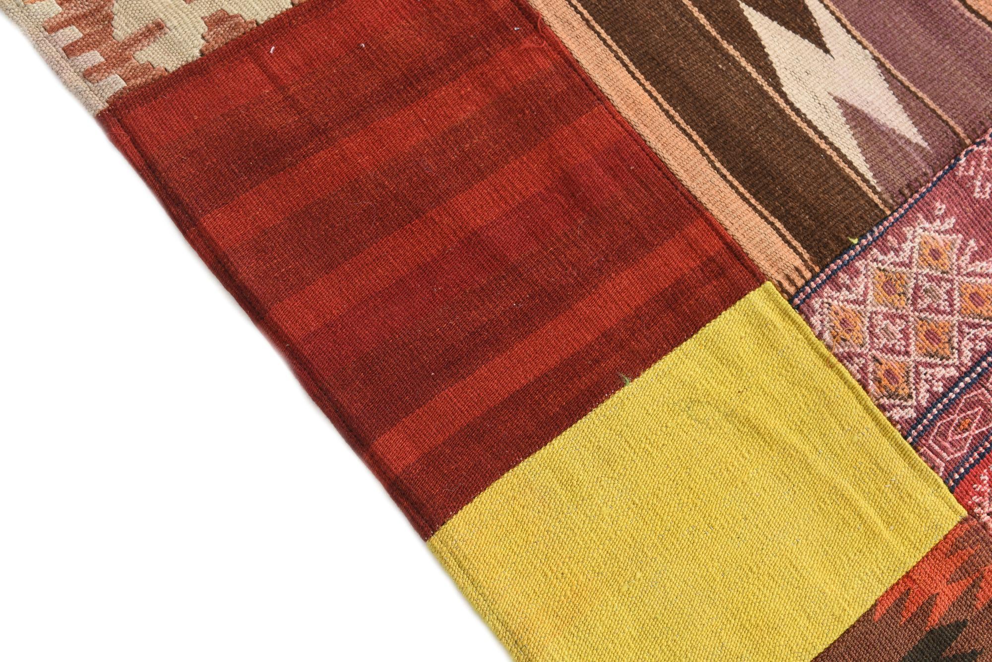 6' 7 x 9' 6 Hand Woven Kilim Patchwork Wool Rug