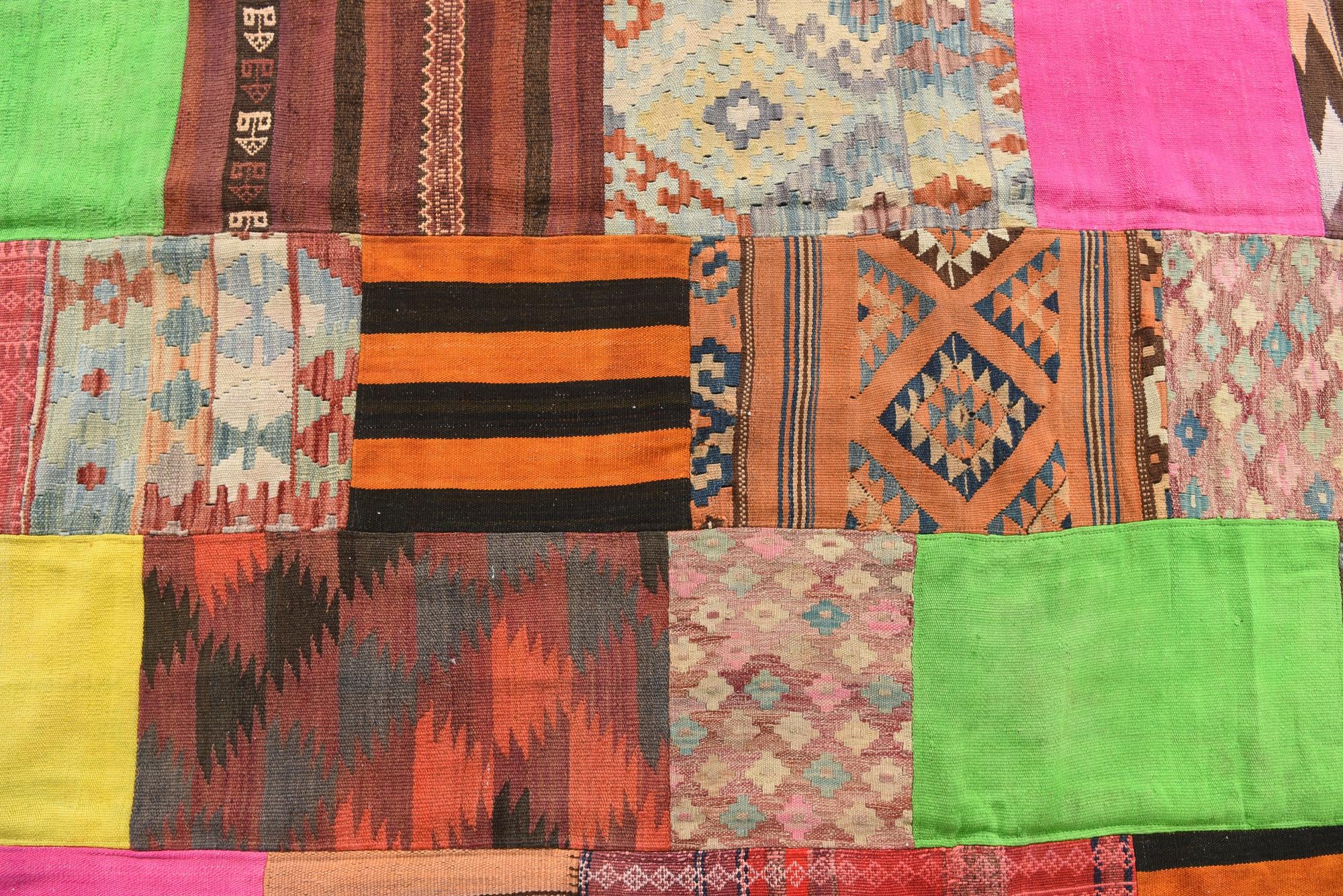 6' 7 x 9' 6 Hand Woven Kilim Patchwork Wool Rug