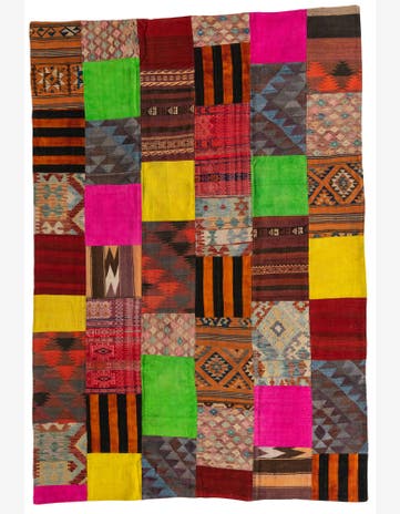 6' 7 x 9' 6 Hand Woven Kilim Patchwork Wool Rug