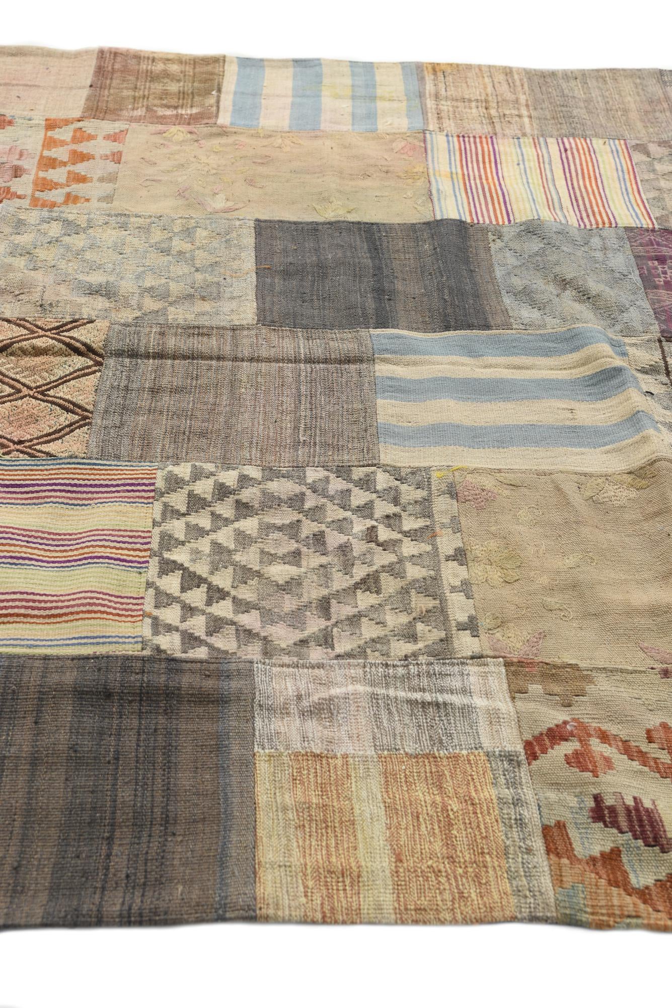 6' 7 x 10' 1 Hand Woven Kilim Patchwork Wool Rug