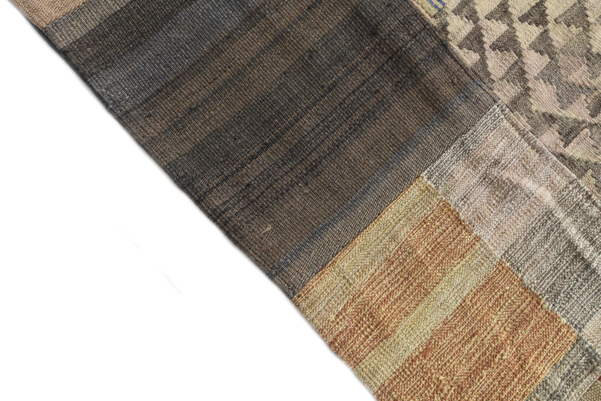 6' 7 x 10' 1 Hand Woven Kilim Patchwork Wool Rug