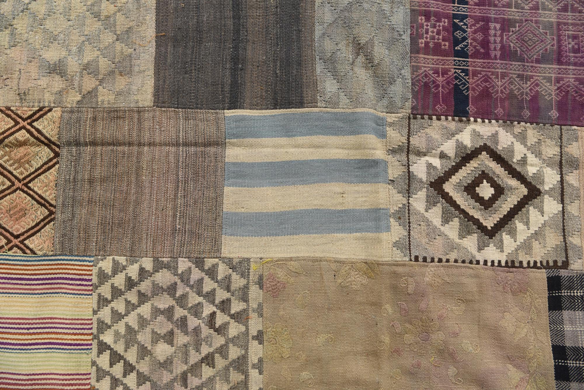 6' 7 x 10' 1 Hand Woven Kilim Patchwork Wool Rug
