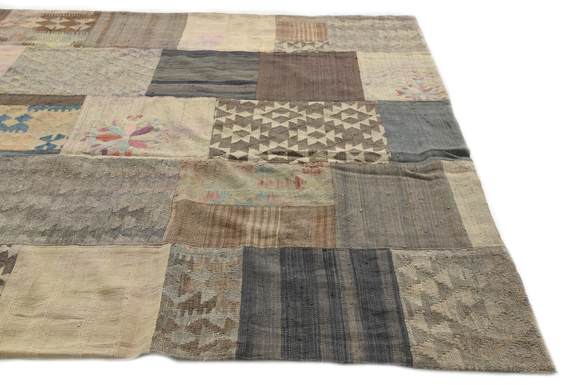 6' x 8' 3 Hand Woven Kilim Patchwork Wool Rug