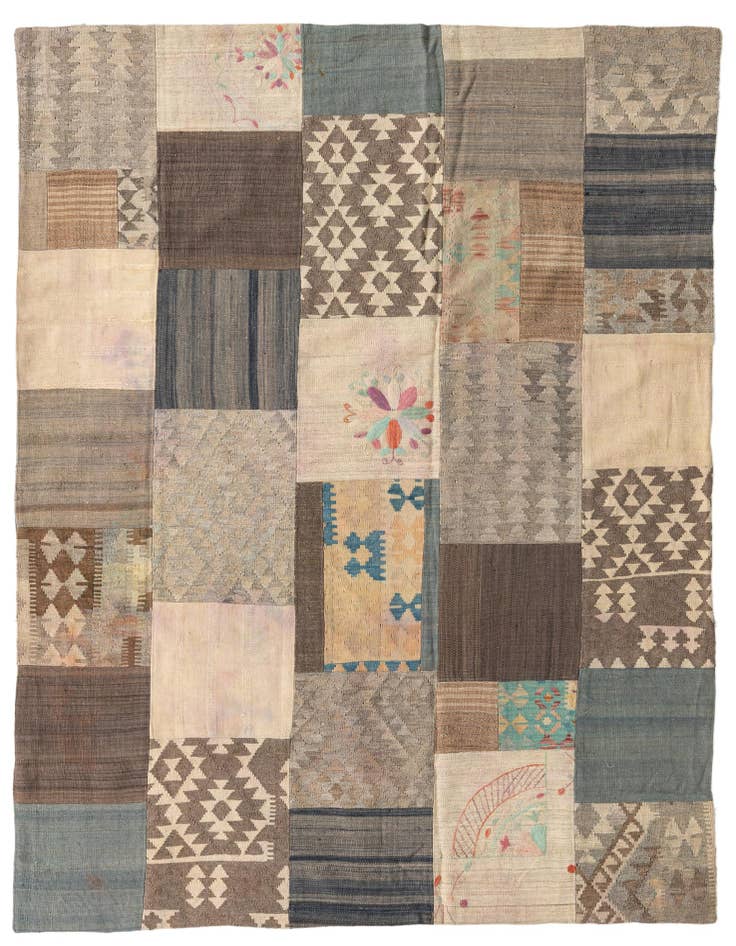 Detail image of 6' x 8' 3 Hand Woven Kilim Patchwork Wool Rug