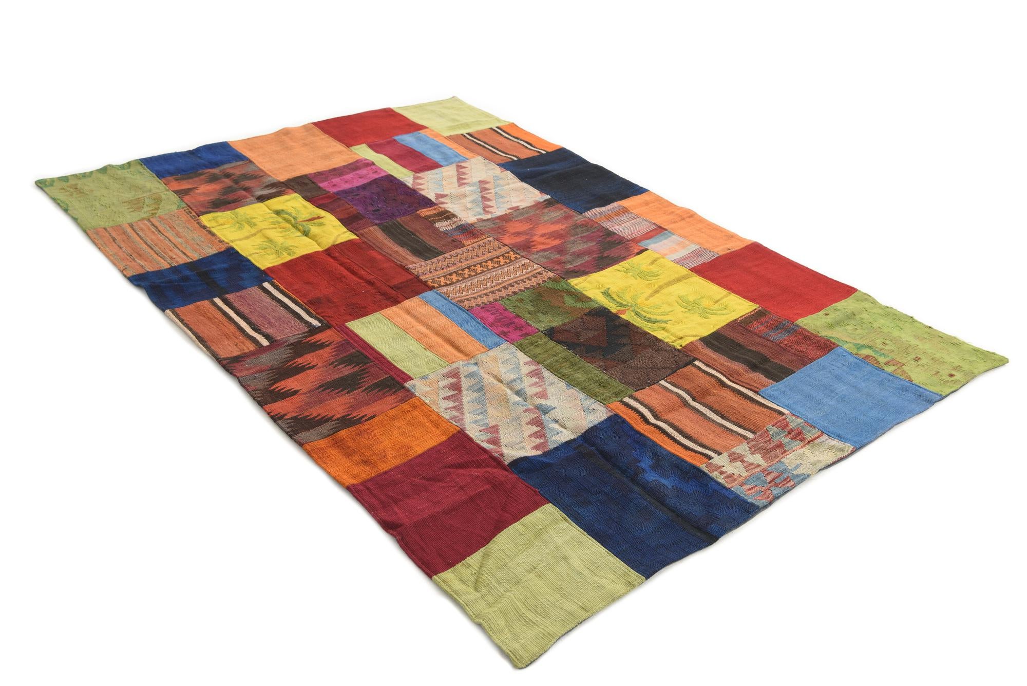 5' 4 x 7' 9 Hand Woven Kilim Patchwork Wool Rug