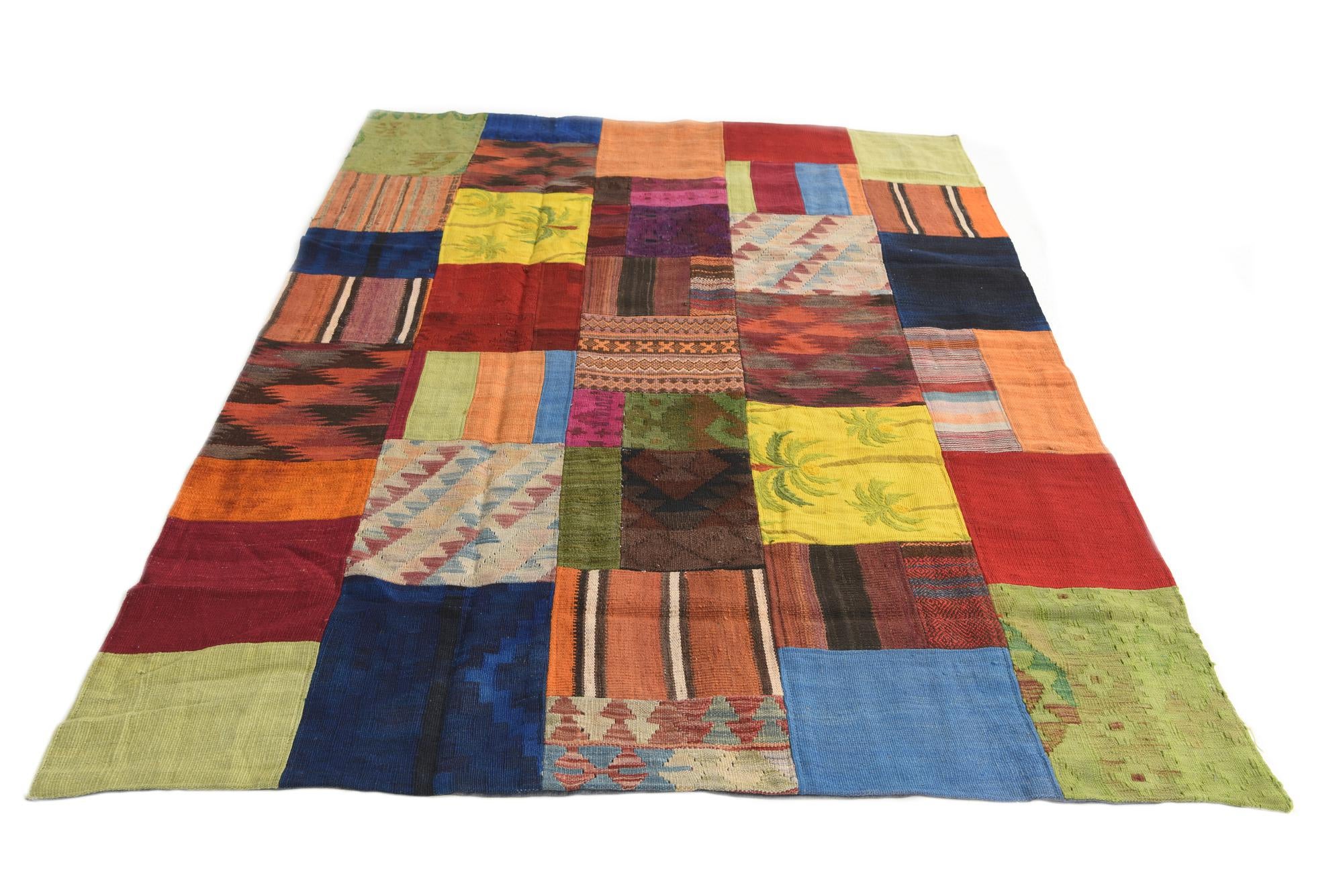 5' 4 x 7' 9 Hand Woven Kilim Patchwork Wool Rug