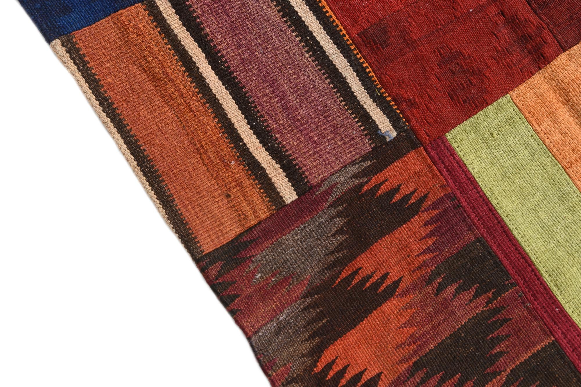 5' 4 x 7' 9 Hand Woven Kilim Patchwork Wool Rug