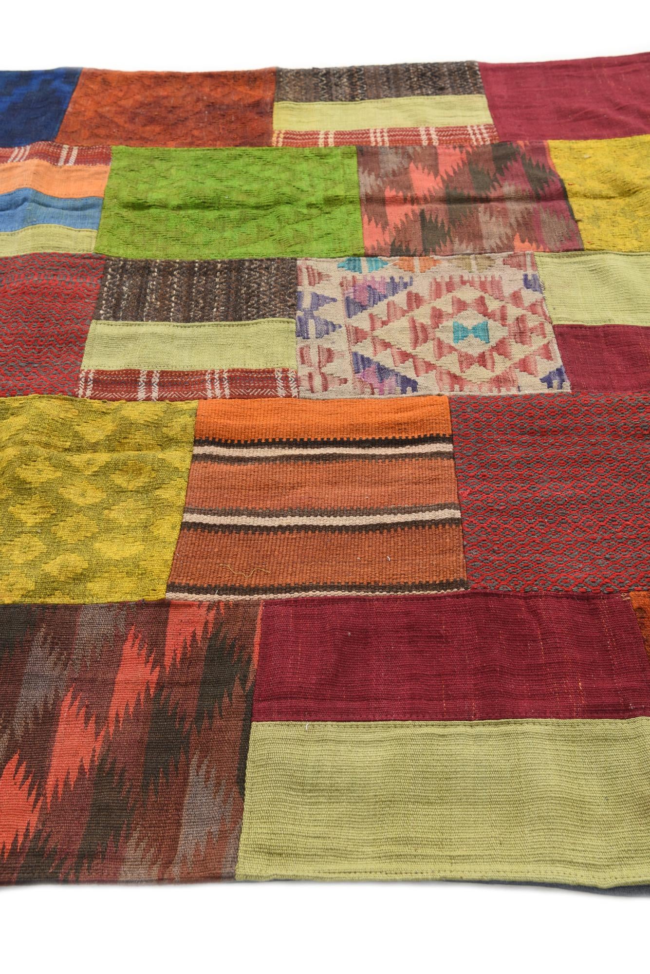 5' 7 x 8' 2 Hand Woven Kilim Patchwork Wool Rug