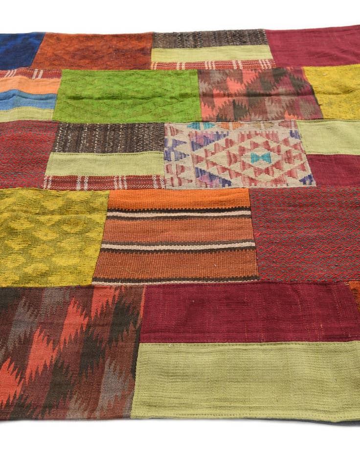 Detail image of 5' 7 x 8' 2  Hand Woven Kilim Patchwork Wool Rug