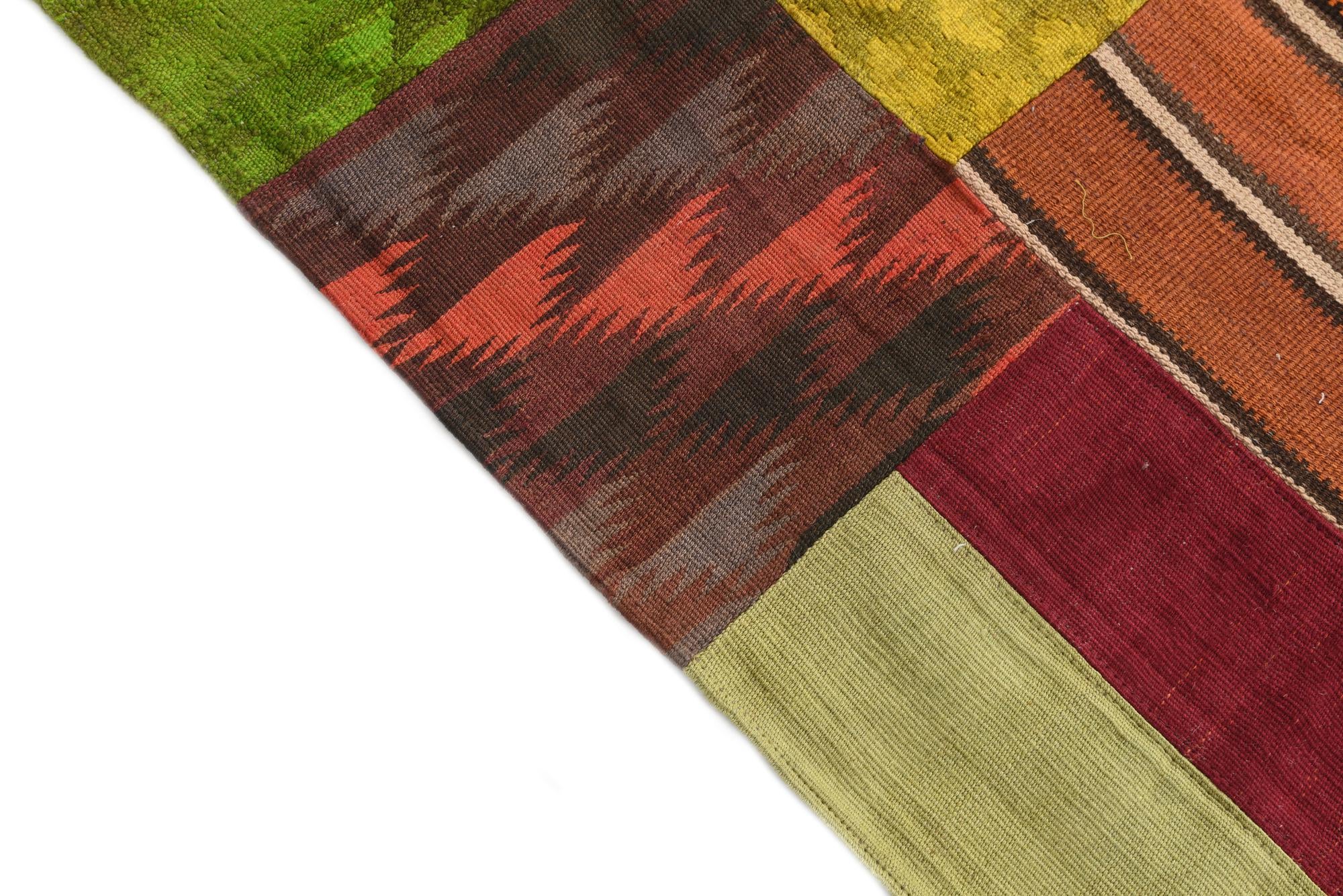 5' 7 x 8' 2 Hand Woven Kilim Patchwork Wool Rug