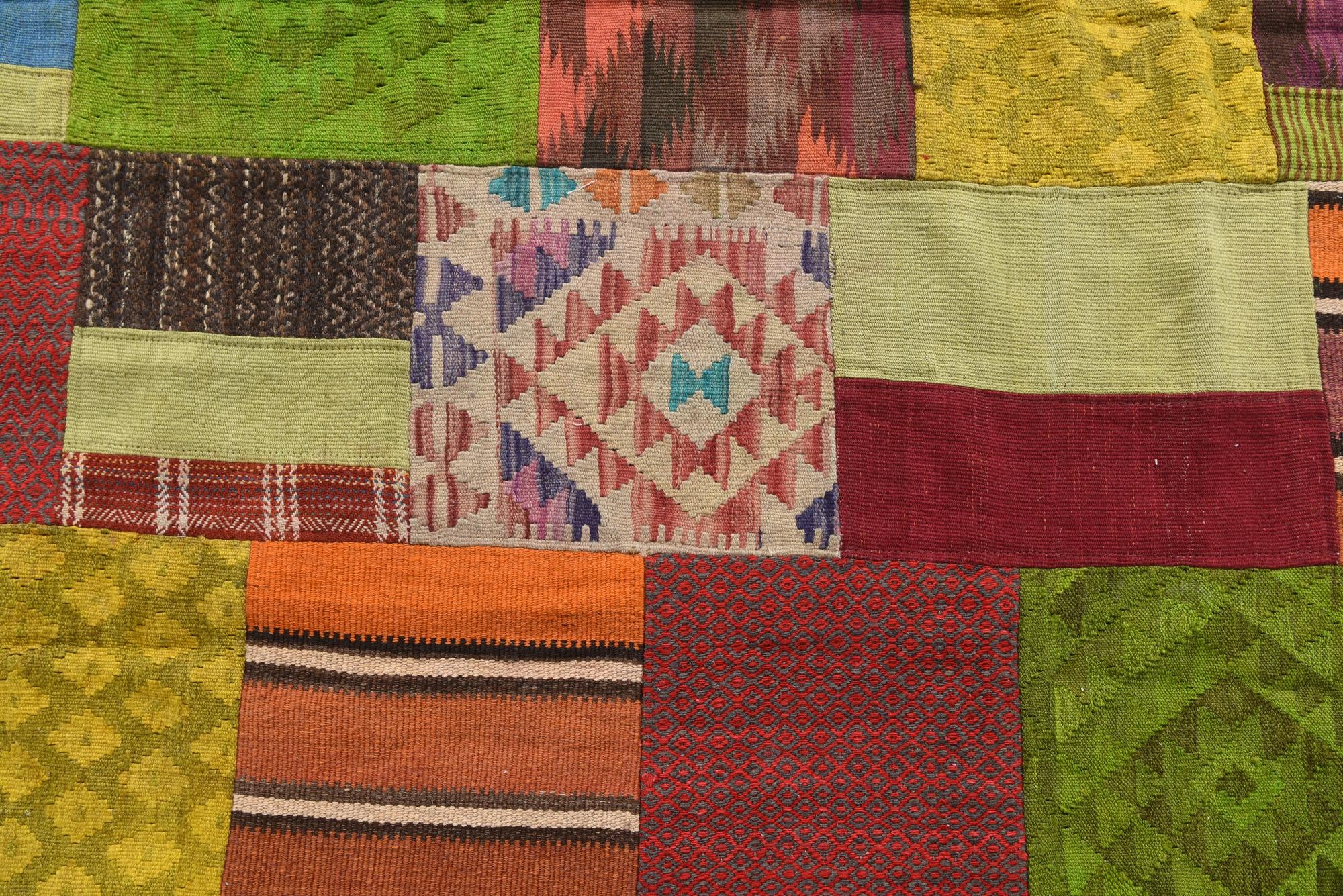 5' 7 x 8' 2 Hand Woven Kilim Patchwork Wool Rug